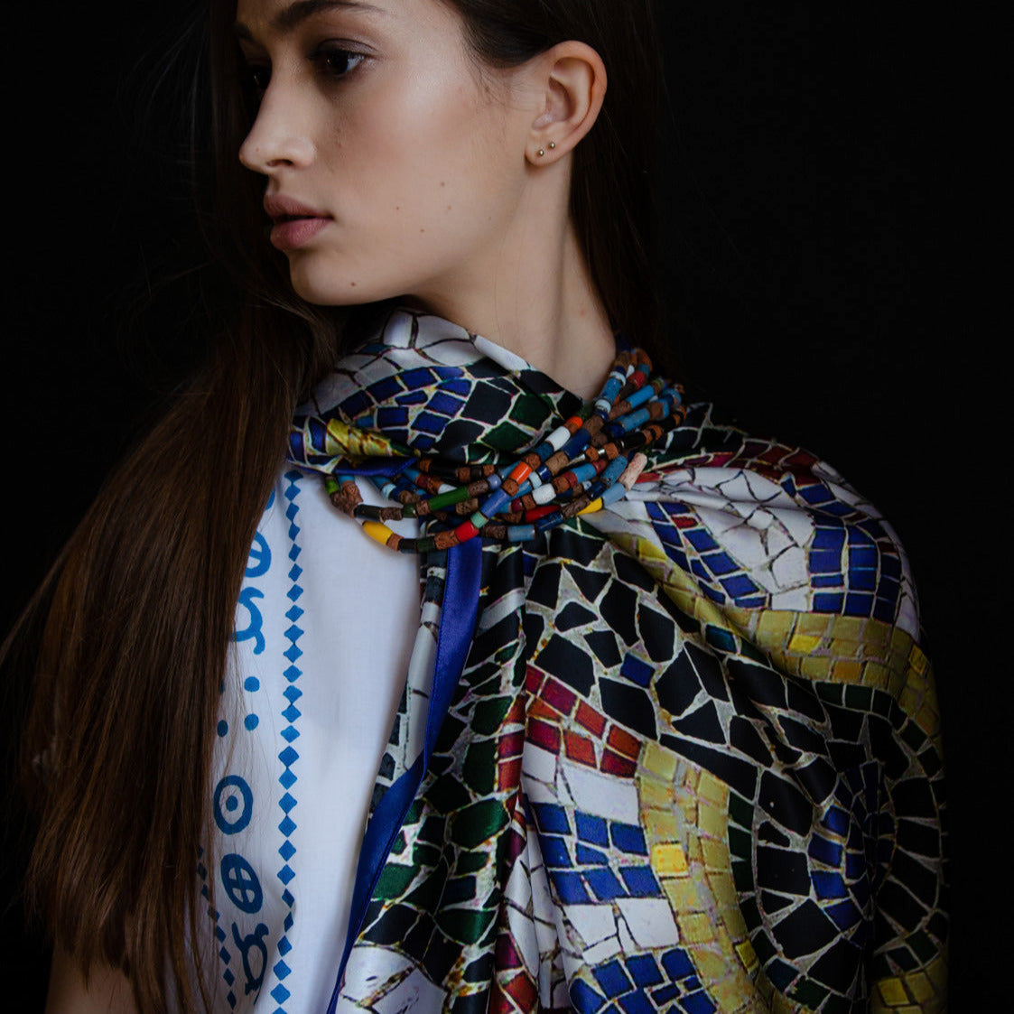 100% Italian silk scarf "CHAKRA" from Poltava region