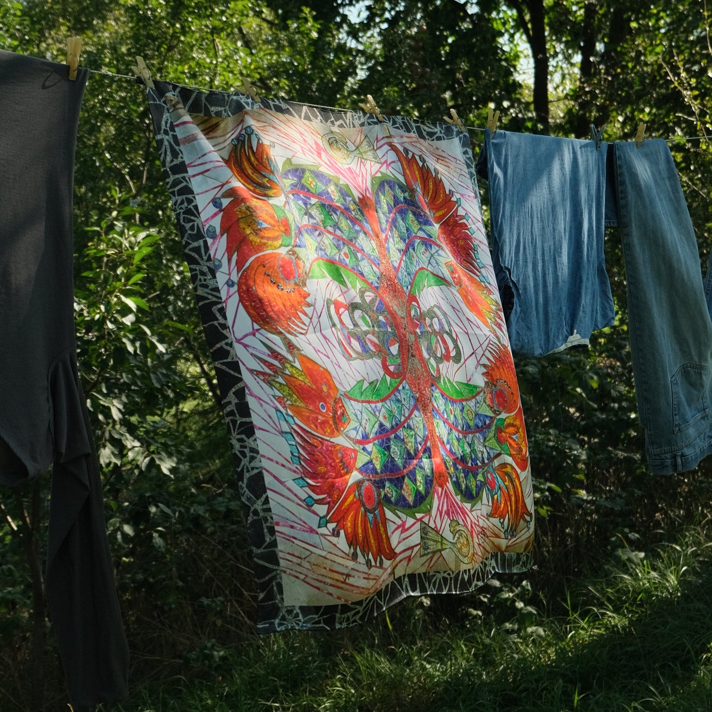 100% Italian silk scarf "THE TREE OF LIFE" from Donetsk region