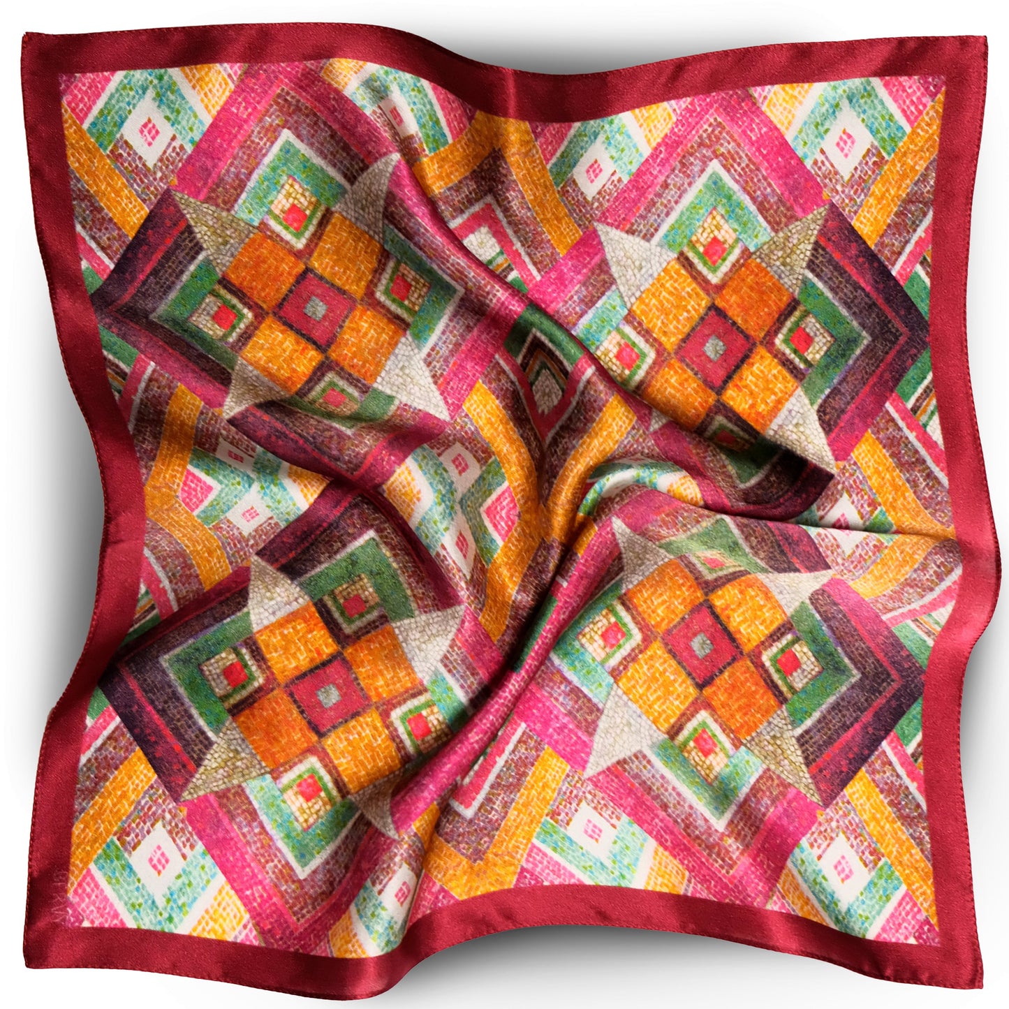 100% Italian silk handkerchief "RED SVARGA" from Lviv region