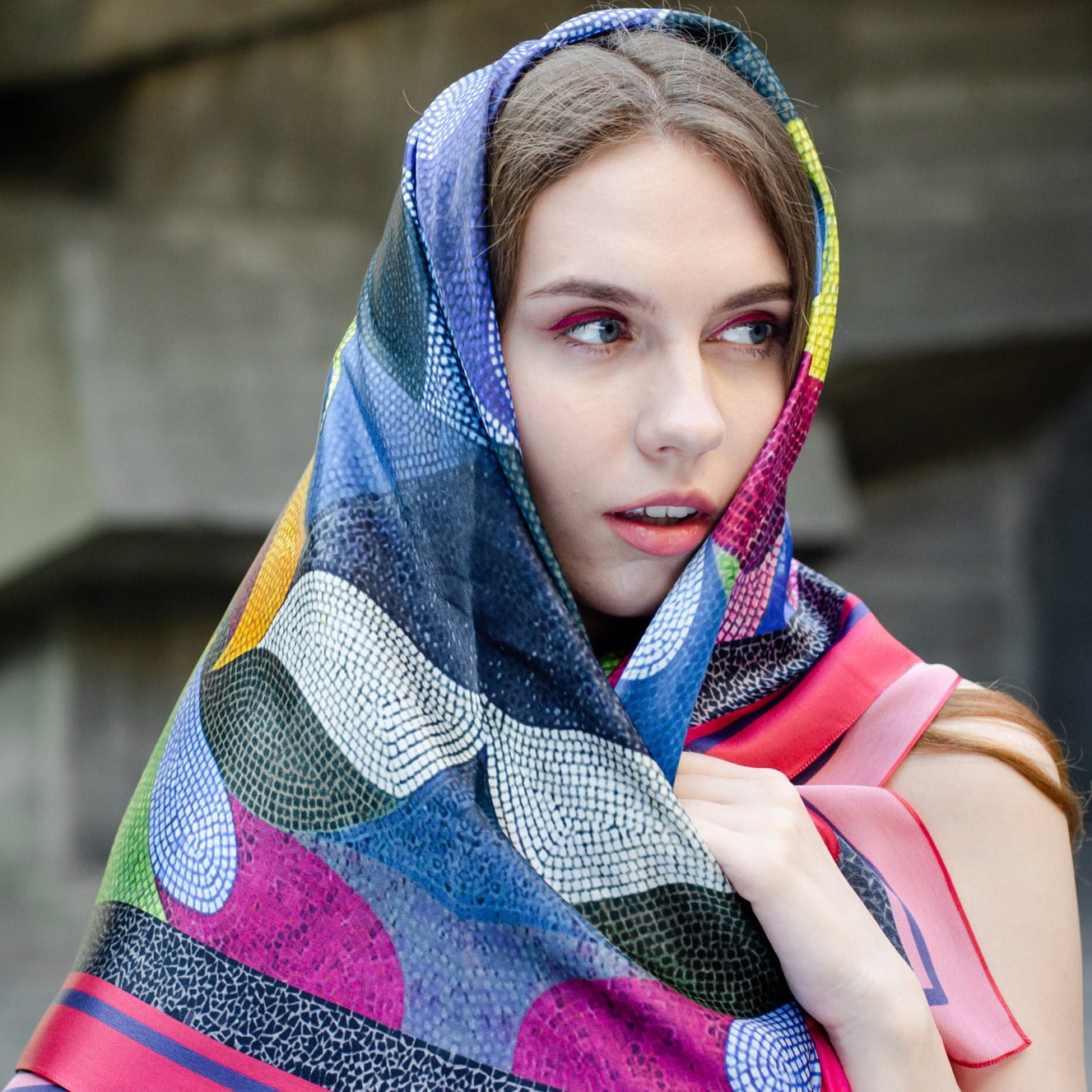 100% Italian silk scarf "WOMB" from Zaporizhzhia region